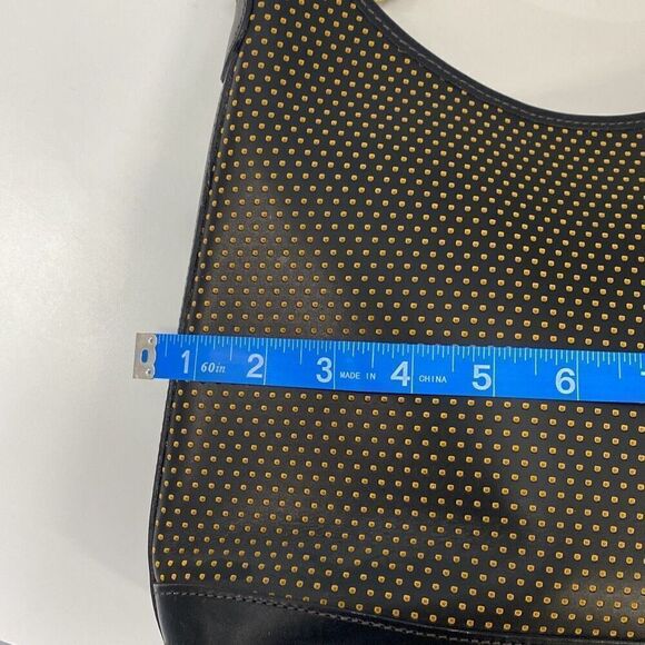 Vintage 90s Dooney and Bourke Cabrio perforated, yellow dot and black shoulder b - Picture 6 of 9